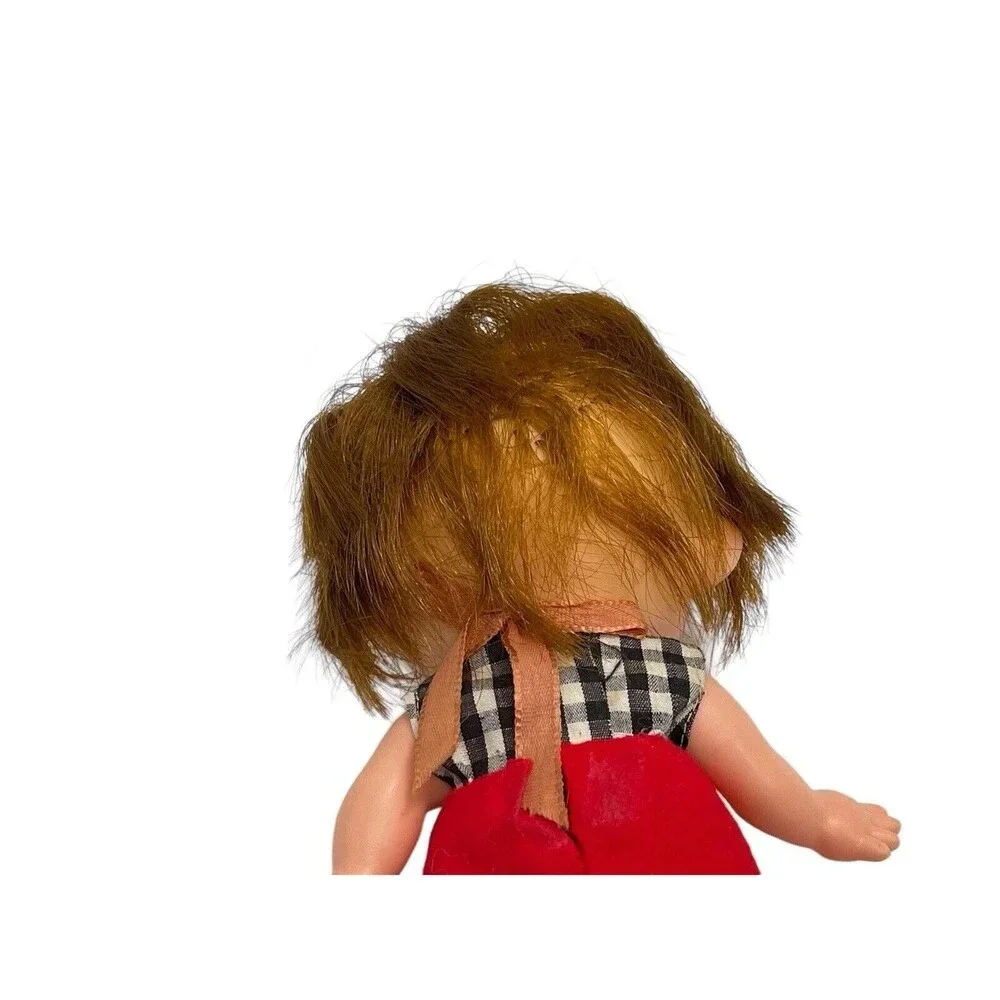 Vintage Forsum 6'' Big Eyes Redhead Freckles Rubber Doll Japan 1960s Boy Red Tag